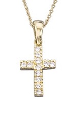 lovable solid yellow gold cross necklace for kids